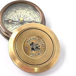THE WOODEN GALLERY Brass Maritime Compass Brass Handmade Compass, Sundial Compass with Poem Antique Vintage Collectible Engraved Pocket Compass, Compass Best Gift Item (Design_07)-image-8