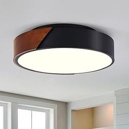 Modern Flush Mount Ceiling Light Black 2 Light Wood Style Minimalist Acrylic Ceiling Light Fixture Ceiling Light Fixture for Bedroom Laundry Room Bathroom Hallway (12.5")-image-36