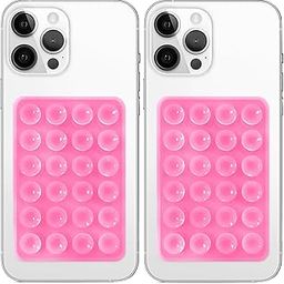 Galundge Anteel 2 Pack Silicone Suction Phone Case Mount, Non Slip Sticky Grip for Cellphone, Silicon Adhesive Suction Cup Mount, Strong Grip Holder for Selfies and Videos (Pink)-picture-16