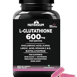 Nutrasium L-Glutathione 600 mg with Hyaluronic Acid & Biotin | For Skin Glow, Whitening, Hydration, & Skin Radiance | 60 Tablets-10