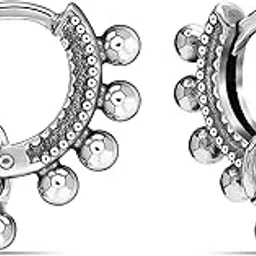 lecalla 925 Sterling Silver Hoop Earring for Women | BIS Hallmarked Small Antique Bohemian Tribal Bali Hoop Earrings | Click-Top Earrings Hoops Jewelry 14MM-picture-46