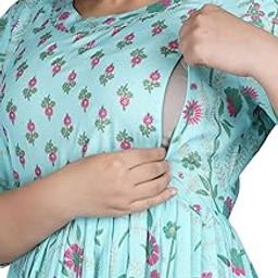 Maternity Feeding Kurti for Women, Comfortable Breastfeeding Kurti, Anarkali Maternity Dress with Nursing Both Side Zip for Pre & Post Pregnancy-image-10
