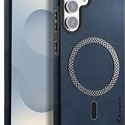KARWAN Magnetic Leather Back Case Cover for Samsung S24 FE (6.7-") |Artificial Leather| Magnetic Wireless Charging Slim Anti-Scratch| Anti-Slip Shock-Absorbent Samsung S24 FE Phone Cover (Blue)-image-65