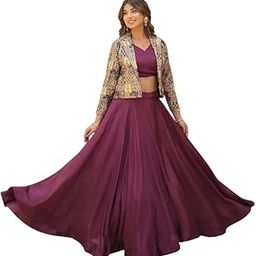 Womens Wine Color Readymade Lehenga Choli With Jacket-picture-50