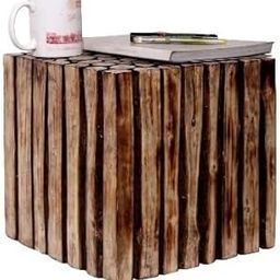Inception Global Mywoodkart Square Wooden Stool Natural Wood Logs Best Used As Bedside Tea Coffee Plants Table For Bedroom Living Room Outdoor Garden Furniture Pre-Assembled - 12X12X12 Inch - Brown-picture-13