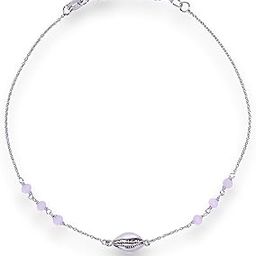925 Sterling Silver Sea Shell Baby Pink Beaded Single Chain Anklets for Women-image-68