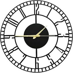 Designer Homes Modern Wall Clock, Large 50 CM Diameter, Black Metal Frame with Gold Hands-image-37