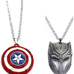 Rotating Star Blue Disk Shield Locket and Superhero Character Accessory Metal Pendant with Length Adjustable Chain for Unisex; Pack of 2 (C-904)-picture-42