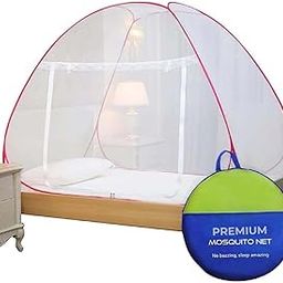 Premium Mosquito Net for Single Bed | Foldable Machardani | Polyester Strong 30GSM mesh | PVC Coated Corrosion Resistant Steel Wire - Pink. SH-7711-image-94