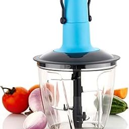 WILLTUNE Hand Press Push Chopper | Push Chopper with Button | 2-in-1 Manual Chopper with 4 Blades for Effortless Chopping of Vegetables and Fruits (BLUE, 1000ML)-image-2