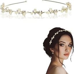 1 Pc Floral Headband Flower Headband Wedding Headband for Bride Fairy Headband Boho Leaf Headband Wedding Fairy Headpiece Bridal Crown Accessories for Women-38