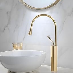 24x7 eMall Gold Drop Basin Tap Faucet Mixer for Bathroom Toilet Wash Basins Hot and Cold WaterSink Mixer Golden Colour Tall Body Basin Tap Faucet Bathroom Kitchen 46 cm Height-image-38