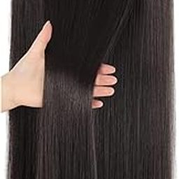 PRAVRAJYA Women's Hair Extension 22 Inch Natural Look Synthetic Straight Hair Pieces with 5 Clip Wig Hair Accessories Ideal for Women and Girls (Dark Brown)-image-6