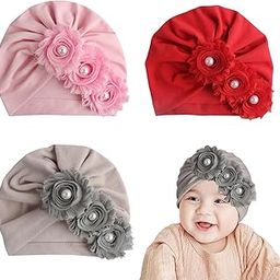 Pack of 3 Baby Cap Combo Set, Sunflower Fetal Cap, Infant Warm & Breathable Fabric Hat for 0 to 2 Years-Unisex (Pink, Grey, Red)-image-33