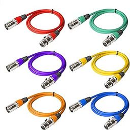 VRCT 6 Pack DMX Cable 3.2ft/1.3m, 3-Pin Signal XLR Connection DMX512 Stage Light Cable Wire Male to Female for Moving Head Light Par Light (Wire color may very)-image-9