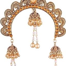 Gold Plated Ethnic Jhumki Hair Accessory Juda Pin for Women (SM33FL)-image-97