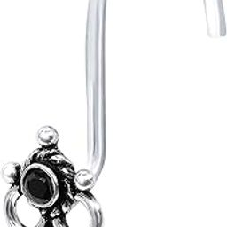 925 sterling Silver oxidised nose pin/nose rings for womens (SSNP-5)-image-99