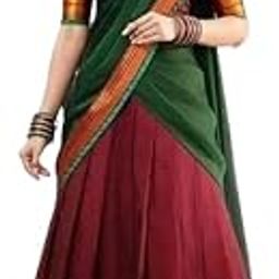 Women's Indian Traditional Kanjivaram Kanchipuram Silk Pure Zari Weaving Lehenga Choli and havay zari work Dupatta with Blouse (All Unstitched) (Half Saree)-image-61
