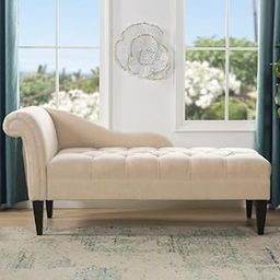 Wood Art India Fabric Modern Chesterfield Chaise Lounge (Beige)-image-70