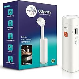 Wipro Odyssey Multifunctional Rechargeable LED Emergency Light | Dual Mode-Torch & Table Lamp | Portable Light | 3-Step Dimming | 3000 Mah Li-Ion Battery | in-Built Power Bank | White, Pack of 1-19