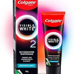 Colgate Visible White O2, Teeth Whitening Toothpaste (50g) for noticeably whiter teeth starting in 3 days. Aromatic Mint with Active Technology, Enamel Safe Teeth Whitening & Fresh Breath-7