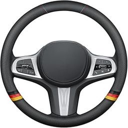 waqif Steering Wheel Cover, Universal Medium Size Non-Slip Car Wheel Cover Protector Breathable Microfiber Anti-Slip,Warm in Winter and Cool in Summer (Black)-16