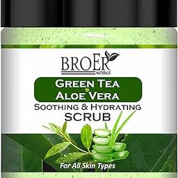 BROER Naturals Green Tea & Aloe Vera Face & Body Scrub | Deep Exfoliation, Tan Removal & Skin Brightening | For Men & Women | Paraben-Free, Sulphate-Free – 100g-image-32