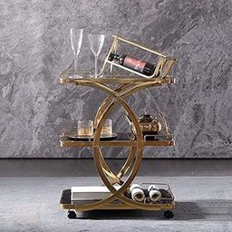 BLOOMERY Stainless Steel Trolley for Home with Wheels and Handle 3 Tier Restaurant Mobile Cart for Serving Food Kitchen Trolley Organizer with Gold Finish (Multi)-image-32