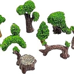 Krisah 10pcs Resin Miniature Doll House Garden Trees Decorative X Small Brown & Green-image-37