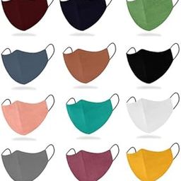 SIXSIGMA (Pack of 12) Cotton Basic Reusable Cloth Face Mask Adult, Women,Men Pack of 12, Soft Washable 100% Cotton Unisex Face Cover (multi colour)-38