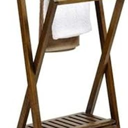 Towel Holder - Wooden Rack Rail Blanket, Sheesham Wood Towel, Clothes, Linen Railing Hanger for Bathroom, Bedroom Wooden Towel Holder 3 Tier Dark Brown (02) L18 W12 H48-image-29