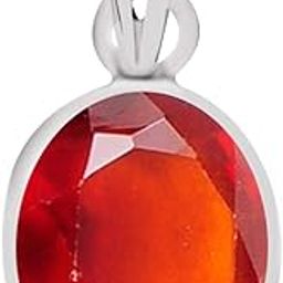 Certified Gomed (Hessonite) 6.5cts or 7.25ratti Original Stone Silver Pendant for Men & Women-image-67