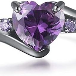 Black Gold Plated Heart Shaped Stone Solitaire Style Fashion Vintage Wedding Engagement Promise Statement Ring Hypoallergenic Halloween Jewelry for Men and Women-image-5