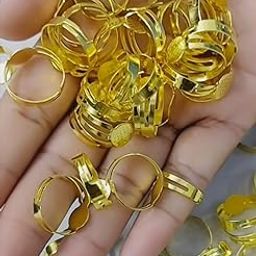 Sana Mega Mart Golden Color Adjustable Ring Bases for Jewelry Making Supplies Findings (Pack of 10 Finger Ring Base)-image-11