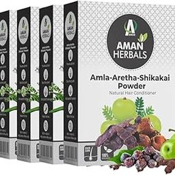 AMAN HERBALS - Natural Amla Reetha Shikakai Powder for Hair, Hair cleanser,hair powder Pack of 100 GM (Pack Of 4)-image-65