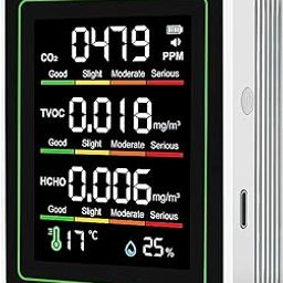 Indoor Air Quality Monitor, 5 in 1 Portable Smartair Quality Tester for CO2 | TVOC | HCHO | Temp | Hum for Home Cars Plants and Pets So On-picture-35