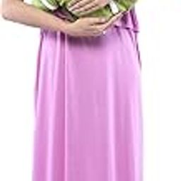 Women's Hosiery Cotton Short Sleeve Plain/Solid Full Length Feeding/Maternity/Nursing Nighty (Purple, Free Size)-image-55