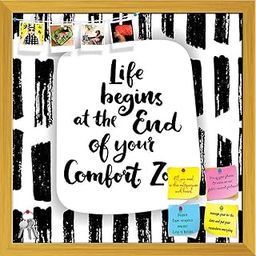 ArtzFolio Life Begins at The End of Your Comfort Zone | Bulletin Board Notice Pin Board | Vision Soft Board Combo with Thumb Push Pins & Sticky Notes | Golden Frame | 12 x 12 inch (30 x 30 cms)-image-93