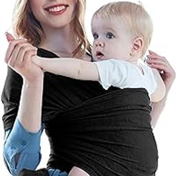 Bembika Baby Essential Hands Free Baby Carrier Wrap Breathable Lightweight Baby Wrap Carrier Cloth Suitable for Newborn, Infants -(Black)-image-37