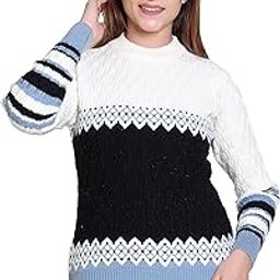 Winter Wear Trendy Self Desgine Round Neck||Full Sleeve|Soft and Warm||Cotton Acrylic Colorblocked Sweater for Women's and Girls (606)-image-38
