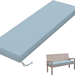 Tounosnt Outdoor Bench Cushion 60 X 18 X 3.5 Inch Thick Waterproof Patio Furniture Cushions, Patio Porch Swing Replacement Seat Pad with Tie Straps and Anti-Slip, for Backyard Garden, Light Blue-image-68