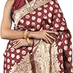 Women's Silk Cotton Banarasi Soft Saree with Blouse Piece | Jacquard Design Kanjivaram Sarees | Golden Zari-image-67