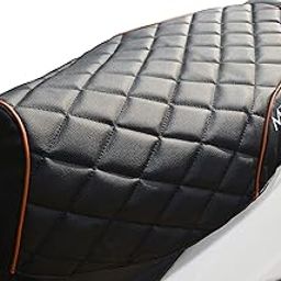 MotoTrance Dual Cut PU Leather Scooty Seat Cover Compatible with Hero Maestro Edge 125 (Black, Orange)-image-21