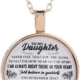 To My Daughter Love Dad Engraved Pendant Necklace in Gold Tone-image-53