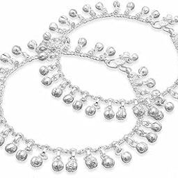 Stylish Silver Payal with Ghungroo for Women | 10 inches Length | Fancy Chain Design Painjan Anklet-34
