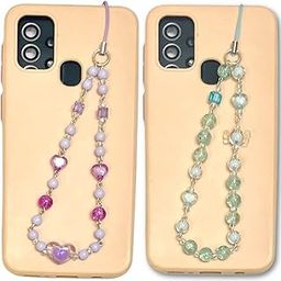 Heddz Set of 2 Purple & Blue Heart and Candy Cute Phone Aesthetic Transparent Beaded Phone Charms Bag Charm Cell Phone Charms Lanyard Gift for Women and Girl-4