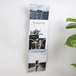 INDIAN DECOR 21501 - Cafe Wall Hanging Magazine Rack Wall Hanging Brochure Display Rack 4 Layers Iron Wall Area: 22x70CM (Color : White)-0