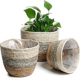 ATORSE Plants Storage Basket Straw Decorative Yard Multifunctional Plant Pot Holder M-image-73