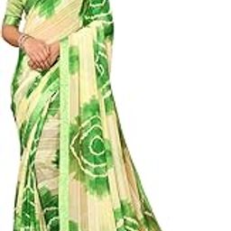 Women's Saree Weightless Georgette Saree Satin Printed Saree Hot Fix Swarovski Lace Saree Saree with Tassels Unstitched Blouse Material Saree-picture-25