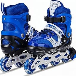 TodFod in-Line Skates for Teens with PU Flashing Wheels, Adjustable Shoe Skates for Boys & Girls, Durable Aluminum Frame, Smooth Ride, Age 10-16 Years-image-43
